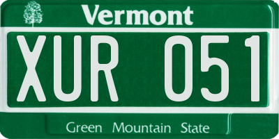 VT license plate XUR051