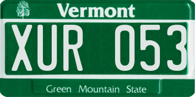 VT license plate XUR053
