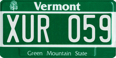VT license plate XUR059