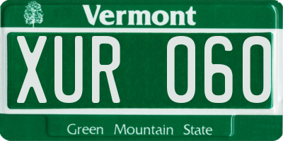 VT license plate XUR060