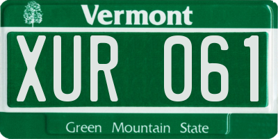 VT license plate XUR061