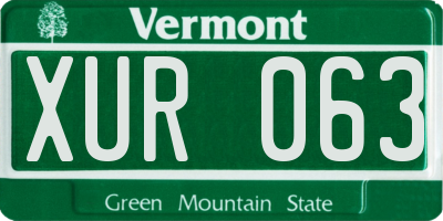 VT license plate XUR063