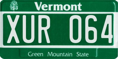 VT license plate XUR064