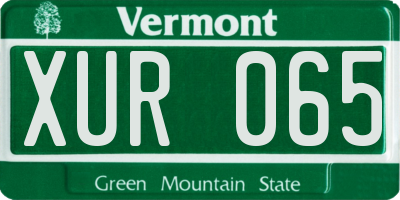 VT license plate XUR065