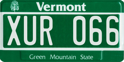 VT license plate XUR066