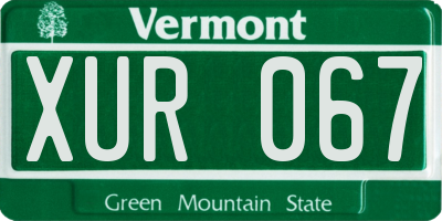 VT license plate XUR067