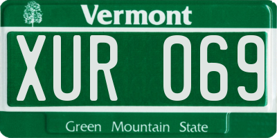 VT license plate XUR069
