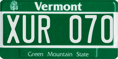 VT license plate XUR070