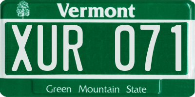 VT license plate XUR071