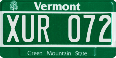 VT license plate XUR072
