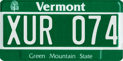VT license plate XUR074