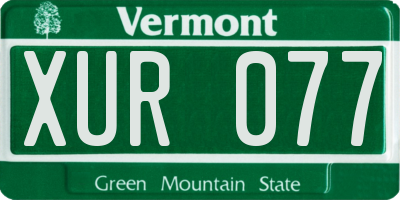 VT license plate XUR077