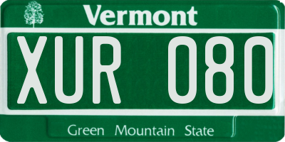 VT license plate XUR080