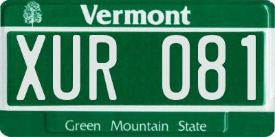 VT license plate XUR081