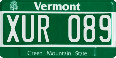 VT license plate XUR089