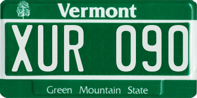 VT license plate XUR090
