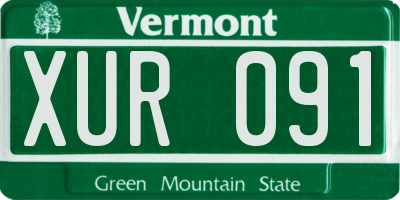 VT license plate XUR091