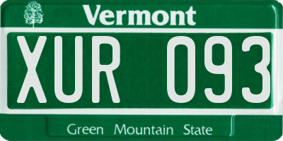 VT license plate XUR093