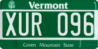 VT license plate XUR096