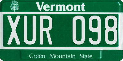 VT license plate XUR098