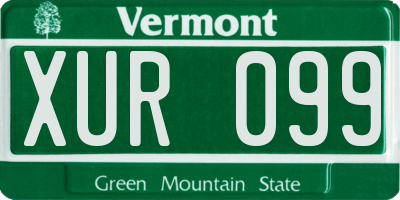 VT license plate XUR099