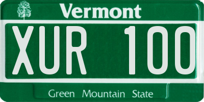 VT license plate XUR100
