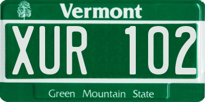 VT license plate XUR102