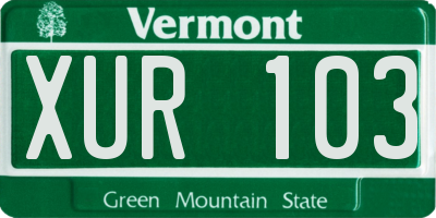 VT license plate XUR103