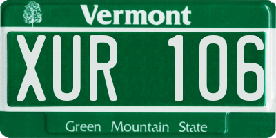 VT license plate XUR106