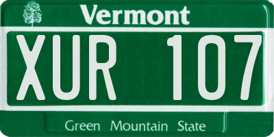 VT license plate XUR107