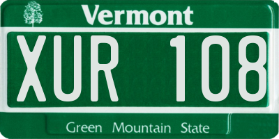 VT license plate XUR108
