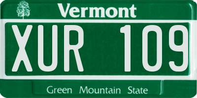 VT license plate XUR109