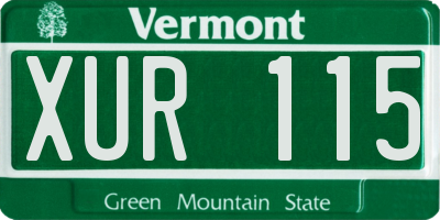 VT license plate XUR115