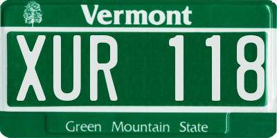 VT license plate XUR118