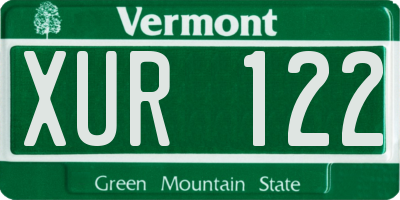 VT license plate XUR122