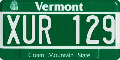 VT license plate XUR129
