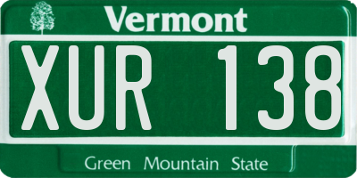 VT license plate XUR138
