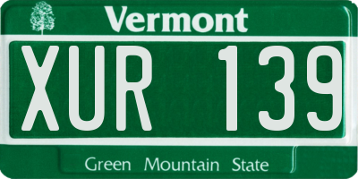 VT license plate XUR139