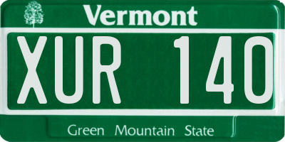 VT license plate XUR140