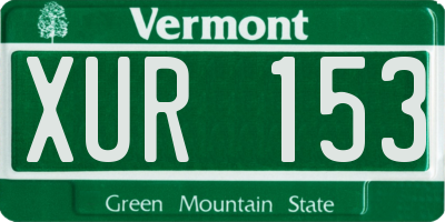 VT license plate XUR153