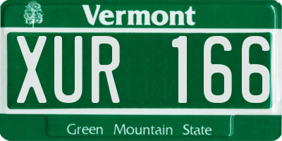 VT license plate XUR166