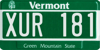 VT license plate XUR181