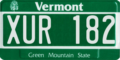 VT license plate XUR182