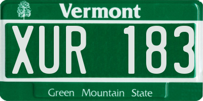 VT license plate XUR183
