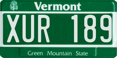 VT license plate XUR189
