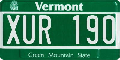 VT license plate XUR190