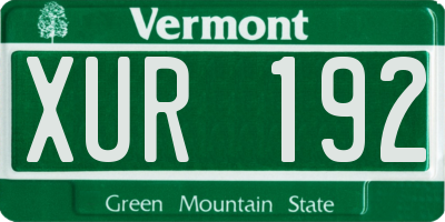 VT license plate XUR192