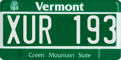 VT license plate XUR193