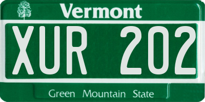 VT license plate XUR202