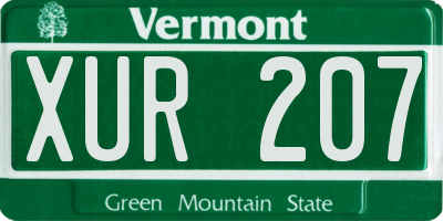 VT license plate XUR207